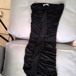 Arden B Little Black Dress Ruched Strapless Wiggle Bow bodycon